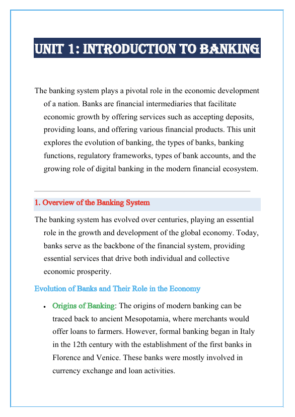 Introduction to Banking Notes