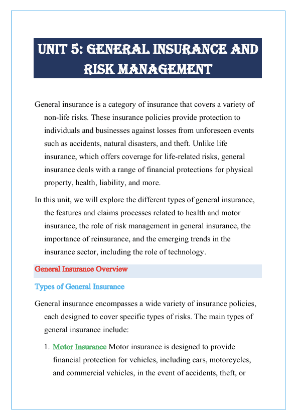 General Insurance and Risk Management Notes